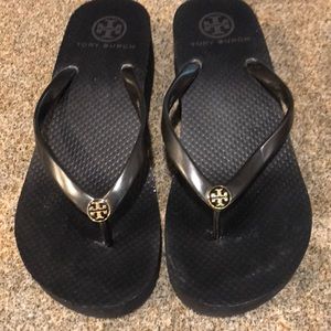 Tory Burch wedge flip flops! Like new!!